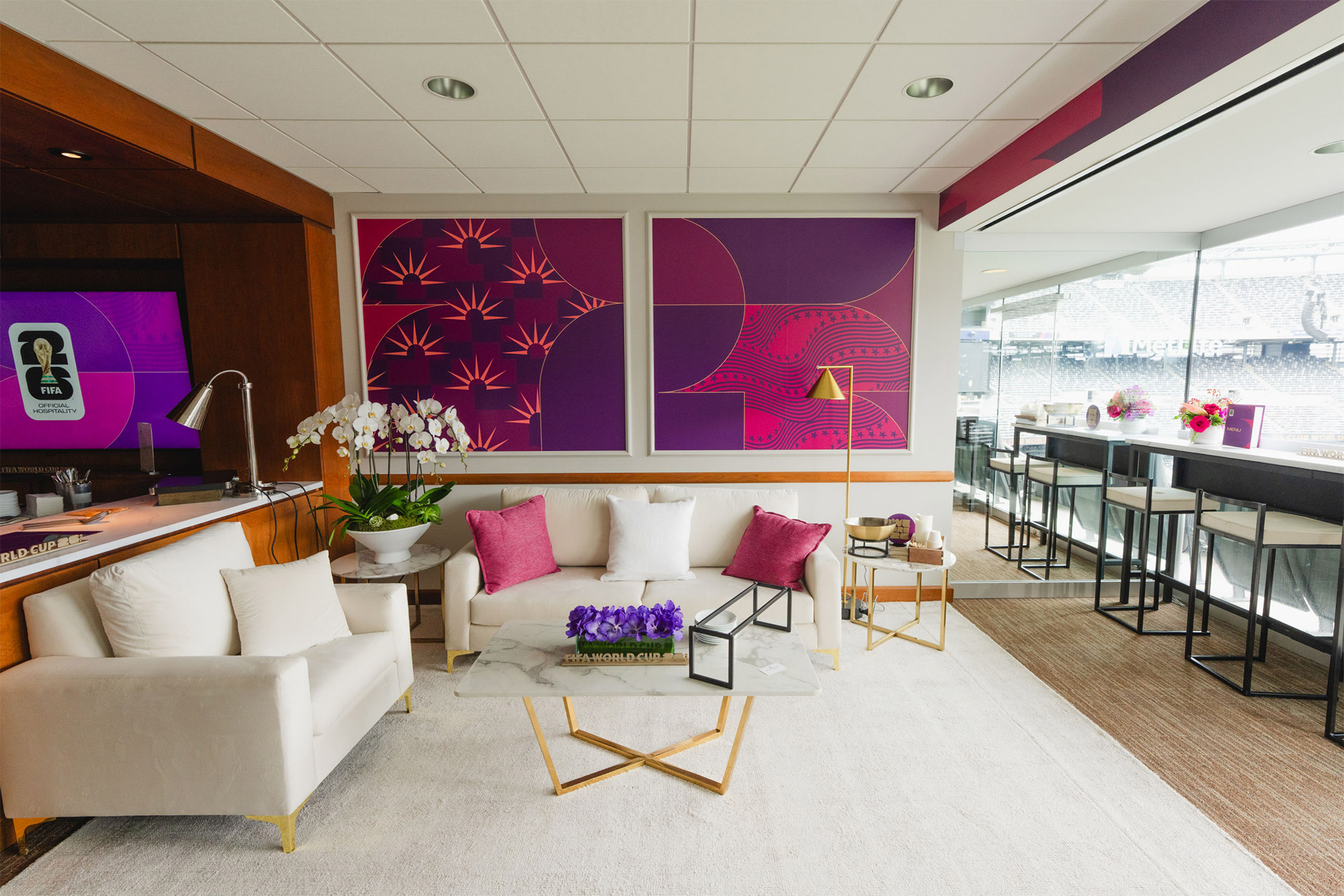 An interior view of a FIFA World Cup 26 private suite